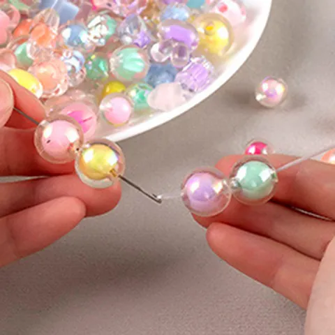 Acrylic Iridescent AB Color Loose Beads For DIY Jewelry Making Bead-in-Bead Round Acrylic Beads For Necklace Bracelet Craft Accessories