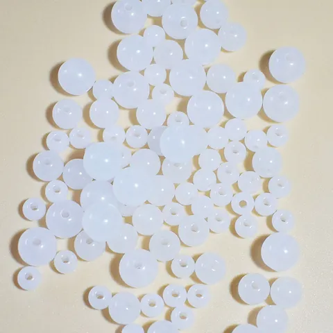 Acrylic Jelly White Round Beads For DIY Jewelry Making Clothing Accessories Material Plastic Painted Beads Smooth Loose Beads