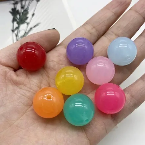 Acrylic Round Beads Jelly Transparent Mixed Color Pearl Beads For DIY Jewelry Making Handmade Bracelet Necklace Accessories