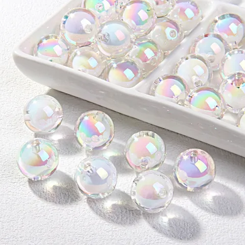 Acrylic Heart Inside Round Loose Beads DIY Jewelry Finding Enamel Craft For Phone Chain Bracelet Making Accessories