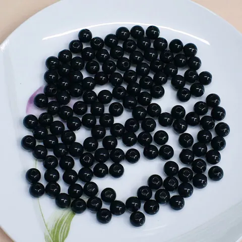 Solid Black Acrylic Round Loose Beads With Straight Hole For Jewelry Making Handmade Clothing Craft DIY Smooth Round Beads