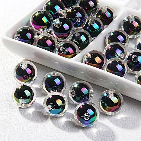 Acrylic Heart Inside Round Loose Beads DIY Jewelry Finding Enamel Craft For Phone Chain Bracelet Making Accessories