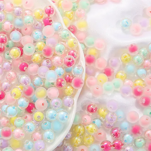 8mm 10mm Acrylic Bead-In-Bead Loose Beads Macaron Colors DIY Phone Charm Keychain Handmade Craft Jewelry Accessories