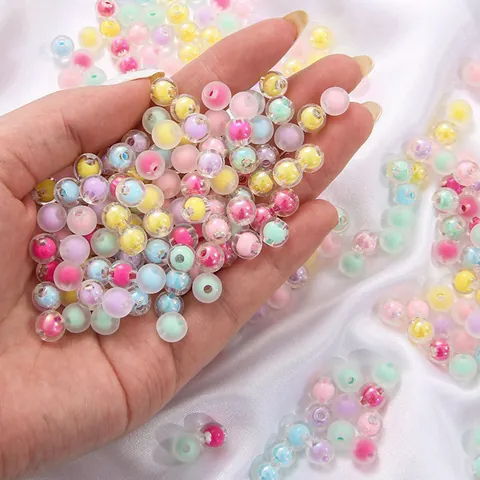 Colorful Acrylic Bead-in-Bead Spacer Beads for DIY Jewelry Making Macaron Color Frosted Beads for Bracelet Necklace Earring Accessory