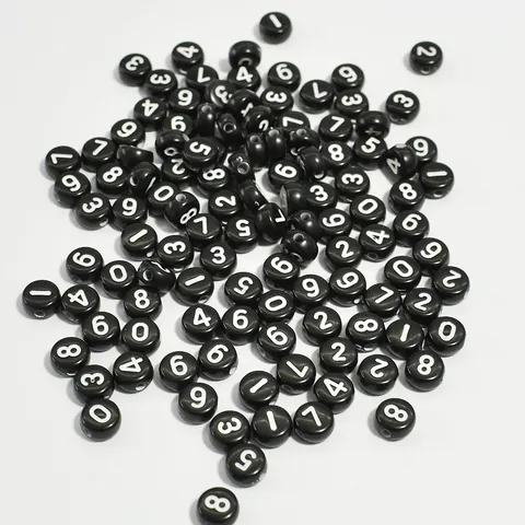 Acrylic Round Flat Number Beads For DIY Bracelet Jewelry Making Children Educational Multi-Colored Loose Spacer Beads
