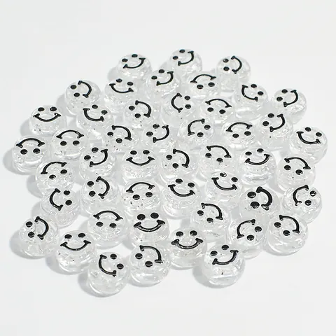 Acrylic Smiley Face Flat Round Loose Beads DIY Jewelry Making Accessories Colorful Spacer Beads For Bracelet Necklace