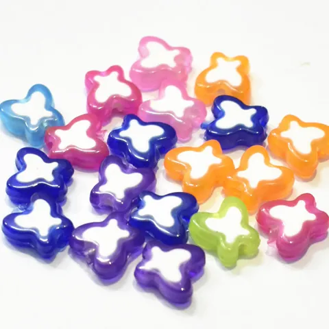 Acrylic Bead-in-Bead Butterfly Star Heart Loose Beads For DIY Kids Jewelry Making Set Colorful Craft Beads Bulk Supplies