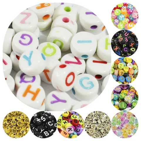 Acrylic English Letter Alphabet Beads Flat Round Colorful Coin Spacer Loose Beads For Handmade DIY Jewelry Making Educational Crafts