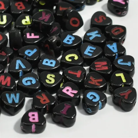 Heart Shape Acrylic Alphabet Beads Colorful English Letters Loose Beads For DIY Bracelet Necklace Jewelry Making Kids Craft Handmade