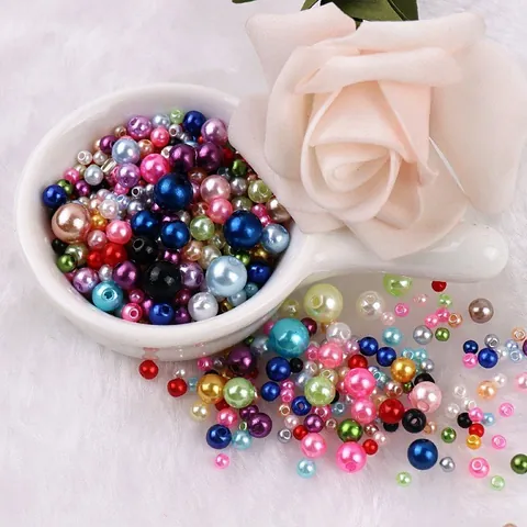 Multicolor Plastic Artificial Pearl Beads Round Loose Beads With Straight Hole For DIY Jewelry Making Accessories Crafts