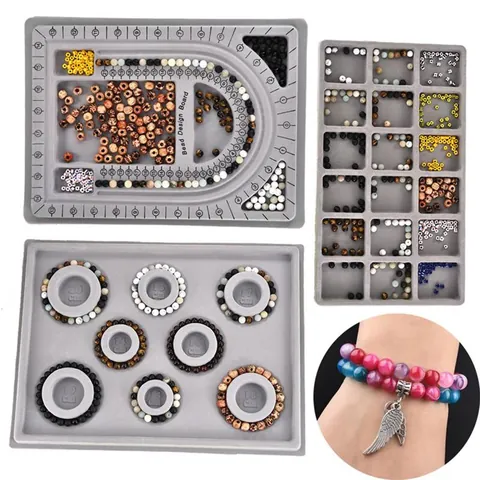Flocked Bead Design Board For Jewelry Making DIY Bracelet Necklace Measurement Tray Beads Organizer Storage Plate Professional Crafting Tools