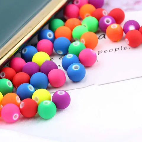 Acrylic Matte Rubber Paint Macaron Round Beads 6mm 8mm 10mm Straight Hole Beads For DIY Jewelry Making Materials