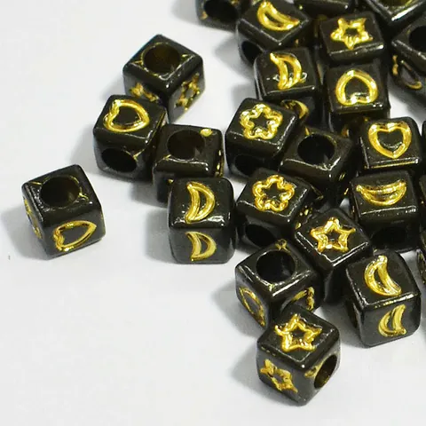 Acrylic Square Cube Beads Star Moon Heart Pattern Alphabet Beads For DIY Jewelry Making Bracelet Necklace Kids Educational Handcraft Accessory