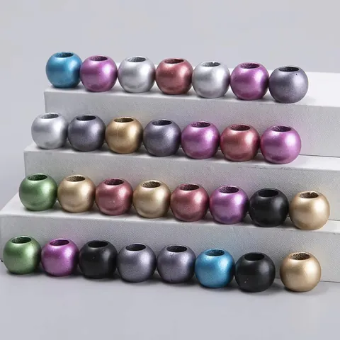 Matte Acrylic Large Hole Round Beads Mixed Colors Lacquered Finish For DIY Jewelry Making Bracelet Necklace Accessories