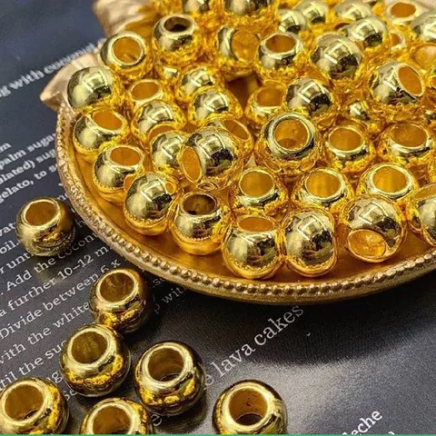 Large Hole CCB Round Beads Electroplated Gold Silver Plastic Spacer Beads For DIY Jewelry Making Shoe Hat Accessories Loose Beads