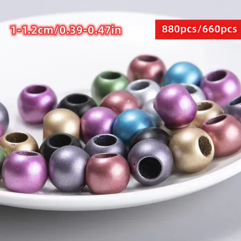 Matte Acrylic Large Hole Round Beads Mixed Colors Lacquered Finish For DIY Jewelry Making Bracelet Necklace Accessories