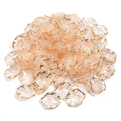 Acrylic Gold Edged Leaf Beads For DIY Jewelry Making Vintage Shell Style Charms Phone Case Decoration Crafts