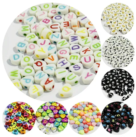 Heart Shape Acrylic Alphabet Beads Colorful English Letters Loose Beads For DIY Bracelet Necklace Jewelry Making Kids Craft Handmade