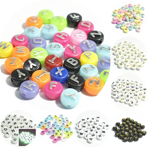 Acrylic Alphabet Beads Smiley Face Round Flat Loose Beads For DIY Handmade Bracelet Jewelry Accessories Craft Supplies Handmade Gifts Unisex