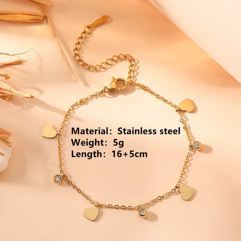 Titanium Staal Charm Armband Voor Vrouwen Verguld Roestvrij Staal Strass Hart Vlinder Klaver Verstelbare Sieraden Handketting