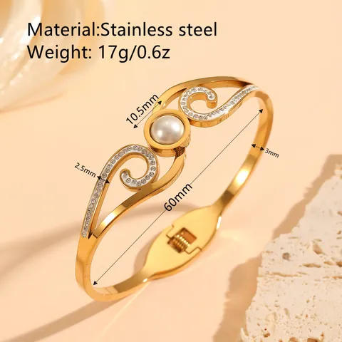 Roestvrij Stalen Boze Oog Bloem Armring Voor Vrouwen Goud Vacuüm Verguld Strass Pave Scharnierende Armring Mode Sieraden Cadeau