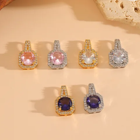 Ciondolo in Rame con Strass alla Moda per Donna Elegante a Forma di Ciliegia Cuore Fiore Oro Argento Placcato Accessorio Solo Ciondolo