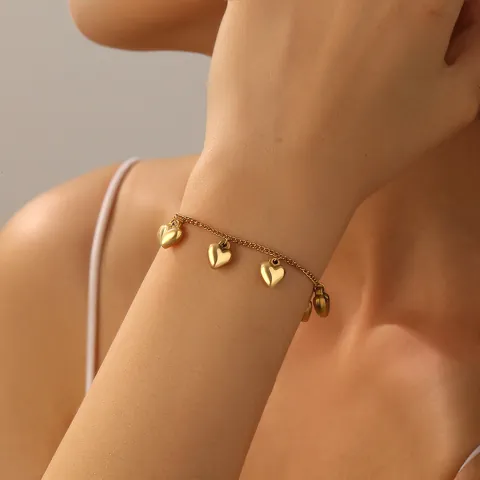 Minimalistisches Titanstahl Herz Anhänger Armband Für Damen Vergoldet Glatt Solid Herz Pendent Kette Armband Täglich Modeschmuck