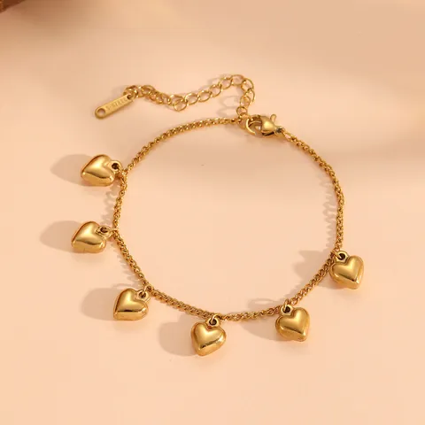 Minimalistisches Titanstahl Herz Anhänger Armband Für Damen Vergoldet Glatt Solid Herz Pendent Kette Armband Täglich Modeschmuck