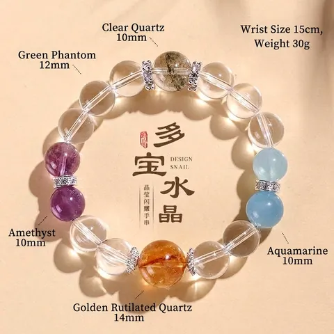 Natürlicher Bergkristall Multi-Edelstein Perlenarmband Für Damen Amethyst Aquamarin Citrin Handgefertigtes Heilkristall Stretcharmband Schmuck