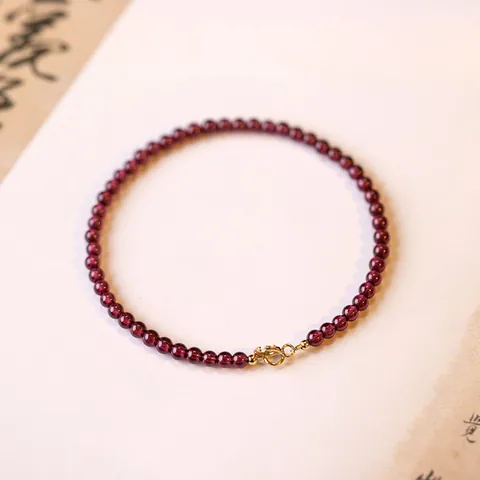Natural Wine Red Garnet Bracelet For Women Ultra Fine Simple Gemstone Beaded Bracelet Elegant Fashionable Jewelry Gift