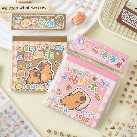 Kawaii Capybara PET Sticker Book Transparent Decorative Stickers For Scrapbooking DIY Journaling Stationery Accessory