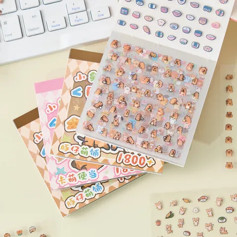 Kawaii Capybara PET Sticker Book Transparent Decorative Stickers For Scrapbooking DIY Journaling Stationery Accessory