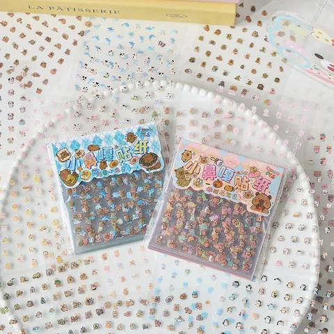 Cute Capybara Mini PET Stickers Collection Waterproof Transparent Die-cut Stickers For DIY Scrapbooking Journal Nail Art Decor