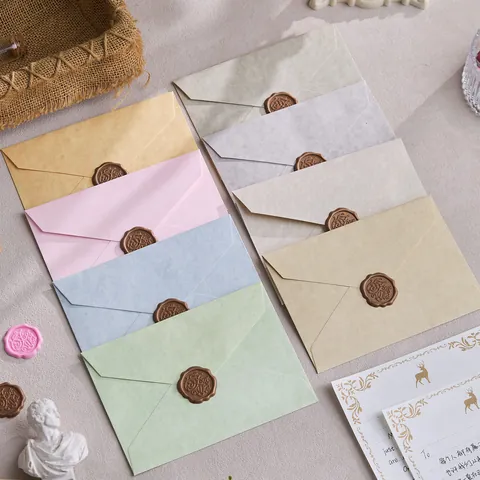 Morandi Macaron Farbiges Spezialpapier Umschläge Mit Vintage Wachssiegel Für Hochzeit Geschenk Einladungen Briefe