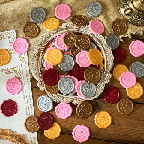 Retro 3D Relief Wax Seal Stickers Self-Adhesive Wax Sealing Labels For Invitation Envelope Gift Wrap Scrapbooking Decor