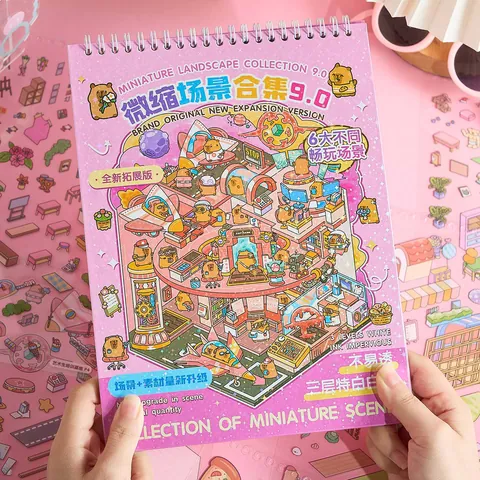 Süßes Cartoon Fröhliche Stadt PET Miniaturlandschaft Aufkleber Buch DIY 3D Szenerie Scrapbooking Album Für Kinder Mädchen Geschenk
