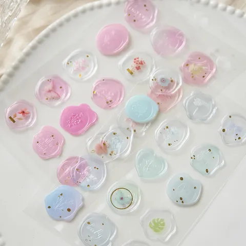 Epoxy Wax Seal Stickers Dreamy Cloud Series Floral Butterfly Heart Decorative Sealing Stickers For Scrapbooking Journaling DIY Crafts