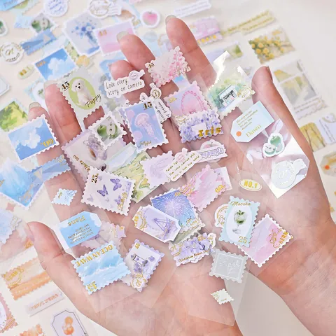 Autocollants Timbre Style Japonais Vintage PVC Série Misty Morning Mail pour Scrapbooking Journaling Stickers Décoratifs DIY
