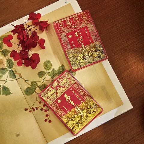 Chinese Style Quicksand Refrigerator Magnet Acrylic Dragon Pattern Gold Foil Hot Stamping Lucky Fridge Magnet For Home Decor Gift