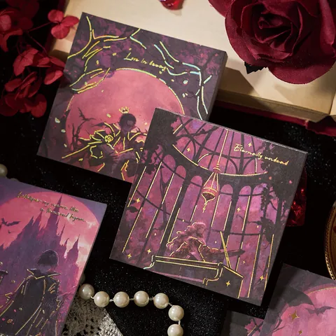 Gothic Gold Stamping Memo Pads Crimson Firmament Series Dark Aesthetic Note Paper For Journaling Scrapbooking Stationery