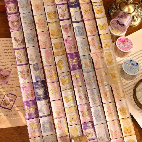 Ruban Washi Papillon Doré Vintage Forme de Timbre Découpé Ruban Masquage Décoratif Pour Scrapbooking Bricolage Autocollants de Scellage