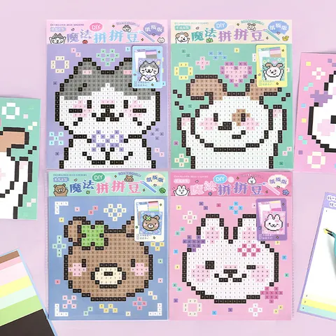 Cardlover Bubumu Island Series DIY Paper Pixel Sticker Kit Kawaii Animal Mosaic Stickers For Journaling Scrapbooking Kids Handmade Craft Stickers