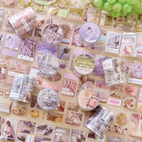 Cinta de Papel Couché con Paisaje Estético para Scrapbooking DIY Diario Estilo Coreano Ins Pegatina de Foto Decorativa