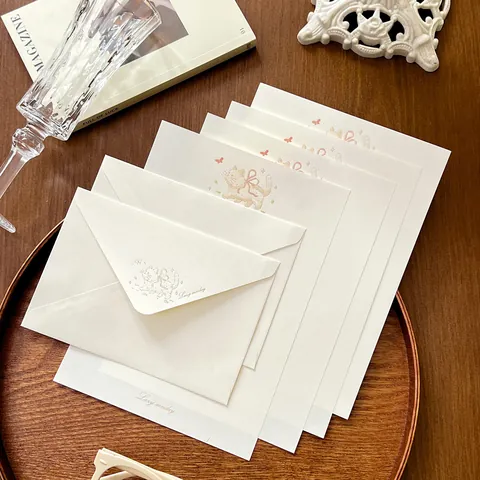 Fresh Romantic Paper Letter Writing Set Cute Animal Flower Printed Stationery Gold Foiled Envelopes Note Greeting Cards For Message Gift Blessing Supplies