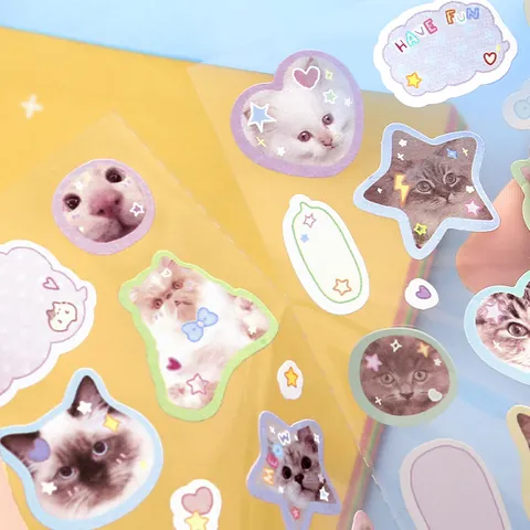 Cardlover Süße Tiere Katze Hund Dreifach Gefaltete Dekorative Aufkleber Beschreibbares Spezialpapier Scrapbooking Deko Aufkleber