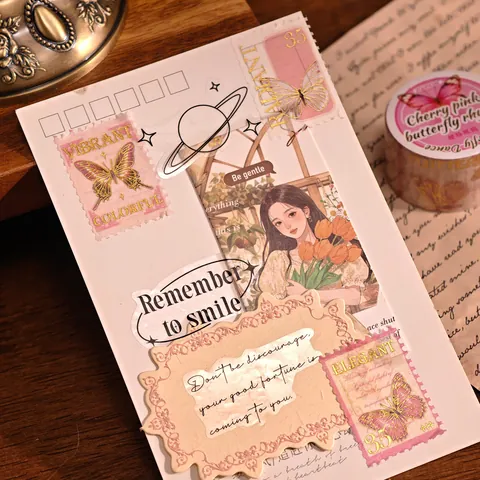 Ruban Washi Papillon Doré Vintage Forme de Timbre Découpé Ruban Masquage Décoratif Pour Scrapbooking Bricolage Autocollants de Scellage