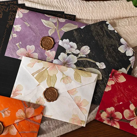 Vintage Embossed Floral Envelopes Elegant Specialty Paper Wedding Invitation Greeting Card Envelopes For Party Stationery