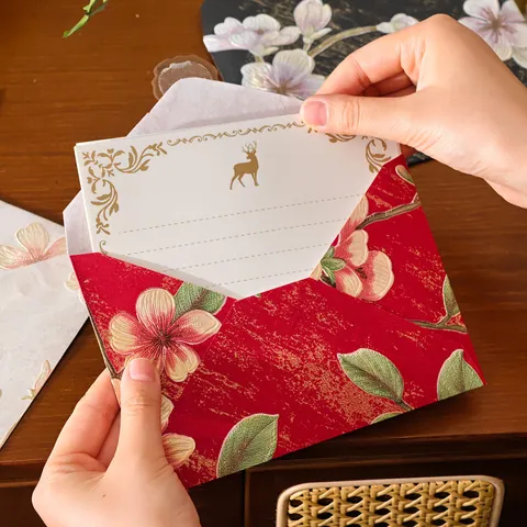 Vintage Embossed Floral Envelopes Elegant Specialty Paper Wedding Invitation Greeting Card Envelopes For Party Stationery