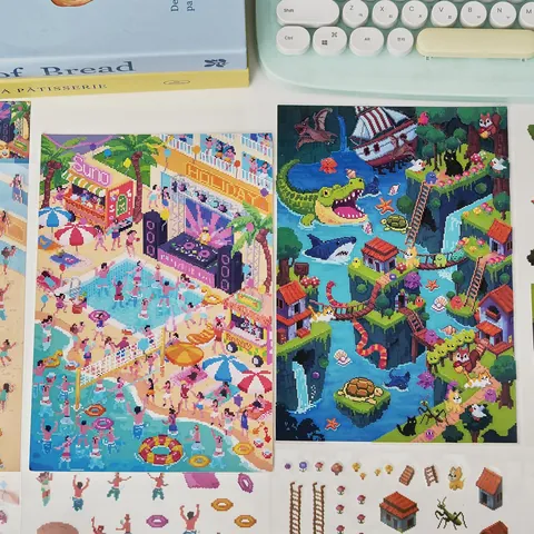 Pixel Art Illustration Landscaping Sticker Set PET Miniature Diorama Decorative Stickers For DIY Scrapbook Journaling Crafting Card