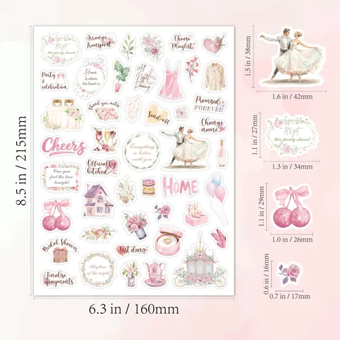 Romantische Hochzeitsplaner-Aufkleber Für Scrapbooking Dekorative Aquarell-Blumenetiketten Für DIY Journaling Einladungs-Schreibwaren